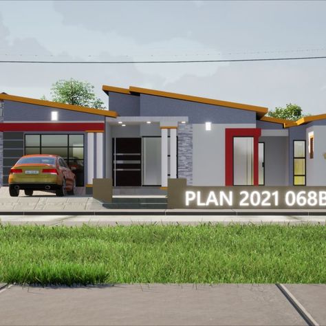 PLAN NAME : PLAN 2021 068B 4Beds 2.5B 1G F 263 m²
 4 bedrooms (main bedroom with a closet and a bathroom and patio) 2.5 bedrooms. open plan kitchen, dining and sitting, launch, laundry, alfresco, single garage. high volume butterfly roof. Apartment Loft Ideas, One Level House Plans, House Plans South Africa, Single Garage, Butterfly Roof, Open Plan Kitchen Dining, 2 Bedroom House Plans, Luxury Modern Homes, Modern Bungalow House