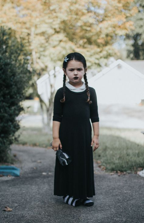 Wednesday Addams toddler Halloween costume Toddler Halloween Costume, Wednesday Addams Costume, Costume Toddler, Toddler Halloween Costumes, Toddler Halloween, Wednesday Addams, Holiday Ideas, Halloween Costume, Halloween Costumes