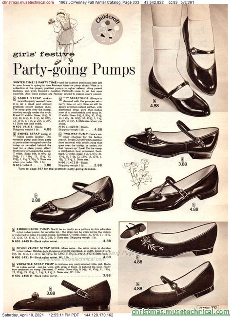 Old Time Fashion, 60s Shoes, Historical Shoes, 1960 Fashion, Fashion Dictionary, Christmas Catalogs, 1940s Fashion, 1960s Fashion, Historical Clothing