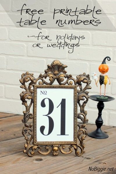 Free printable table numbers----like the faux chalkboard numbers better but want to frame them like this Printable Table Numbers Free Templates, Free Printable Table Numbers, 31 Number, Number Printables, Fancy Frame, Slytherin Gryffindor, House Party Decorations, Free Printable Numbers, Table Markers