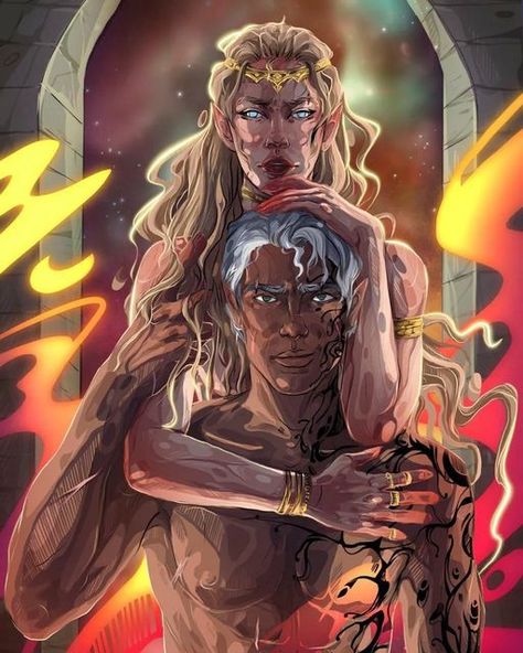 Rowan Tattooing Aelin, Throne Of Glass Fanart Aelin, Aelin Galathynius And Rowan Whitethorn, Rowan Whitethorn Fanart, Aelin Fanart, Glass Throne, Rowan Whitethorn, Rowan And Aelin, Throne Of Glass Fanart