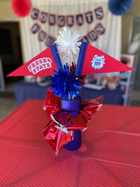 Grad Party Centerpieces, Trunk Party, State Decor, College Bedding, 28th Birthday, Fresno State, Football Decorations, Party Centerpiece, Graduation Favors