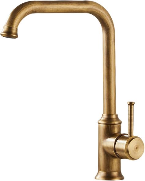 Antique Brass Kitchen Faucet Hot Cold Water Tap Deck Mounted Single Hole for Kitchen Sink 360 Rotation - Amazon.com Antique Brass Kitchen Faucet, Antique Brass Kitchen, Brass Kitchen Sink, Brass Kitchen Faucet, Brass Tap, Brass Kitchen, Antique Kitchen, Kitchen Faucets, Kitchen Taps