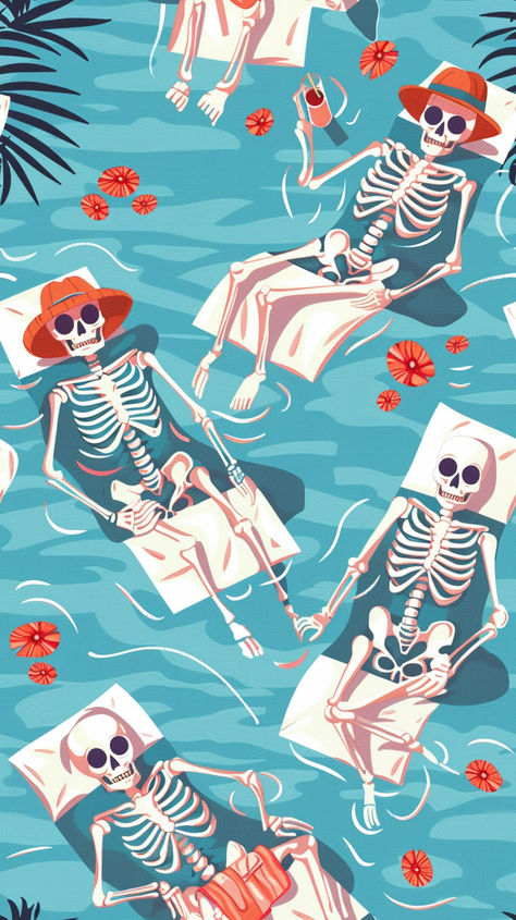 4th Of July Cell Phone Wallpapers, July Phone Backgrounds, Summer Spooky Wallpaper, July Background Wallpapers Aesthetic, Summerween Wallpaper Iphone, Summer Skeleton Wallpaper, Summerween Background, Summer Ween Wallpaper, Summer Halloween Wallpaper