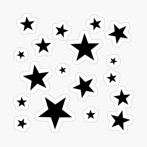 Black Star Pack Sticker for Sale by cassiesan Stars Stickers Aesthetic Printable, Moon And Stars Printables, Stickers On Black Laptop, Things To Print Black And White, Stargirl Stickers Printable, Black And White Stickers For Journal, Stars Aesthetic Stickers, Stickers To Print Black And White, Stars Stickers Printable