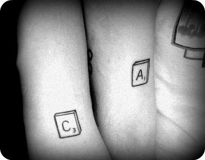 six year anniversary tattoo | blogged on artbakelove.blogspo… | Flickr Scrabble Tattoo, Six Year Anniversary, Letter Tattoos, Anniversary Tattoo, Geometric Line Tattoo, Taboo Tattoo, Matching Tats, L Tattoo, Floral Tattoo Sleeve