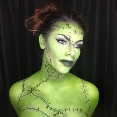 Frankenstein Makeup Female, Female Frankenstein, Frankenstein Halloween Makeup, Bride Of Frankenstein Makeup, Frankenstein Makeup, Shrek Costume, Frankenstein Costume, Peanut Butter Energy Balls, Frankenstein Halloween