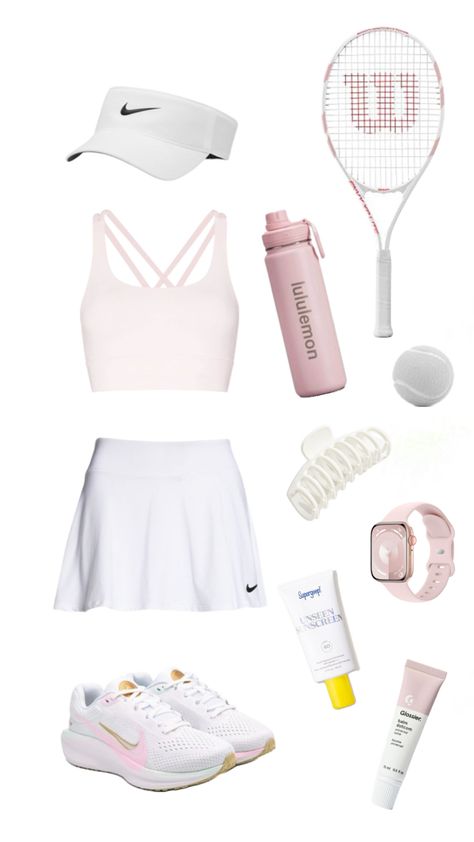 cute pink tennis outfit ideas Pink Tennis Outfit, Tennis Outfit Ideas, Sports Bag Essentials, Cute Tennis Outfit, Tennis Lifestyle, Tennis Aesthetic, Pink Tennis, Tennis Outfit, Outfit Pink