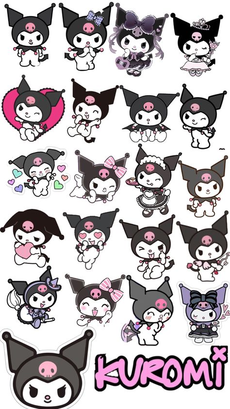 Kuromi Kuromi Sticker, Hello Kitty Book, Hello Kitty Clipart, Magic Eye Pictures, Cute Eyes Drawing, Cute Easy Doodles, Hello Kitty Halloween, Bullet Journal Design Ideas, Kpop Drawings