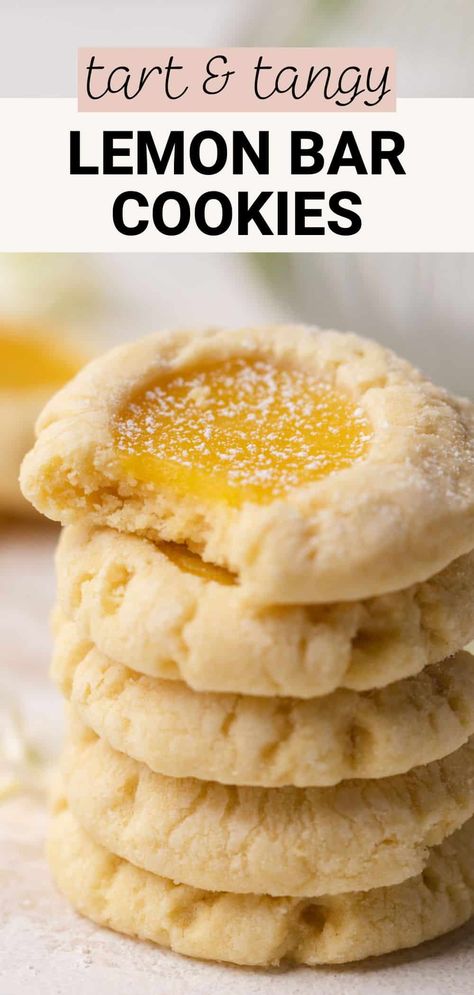 Lemon Cookies With Lemon Curd, Lemon Bar Cookie Cups Recipe, Lime Curd Cookies, Lemon Bar Cookie Cups, Lemon Curd Cookies Recipe, Lemon Desserts Bars, Lemon Curd Cookies, Chunky Cookies, Lemon Bar Cookies