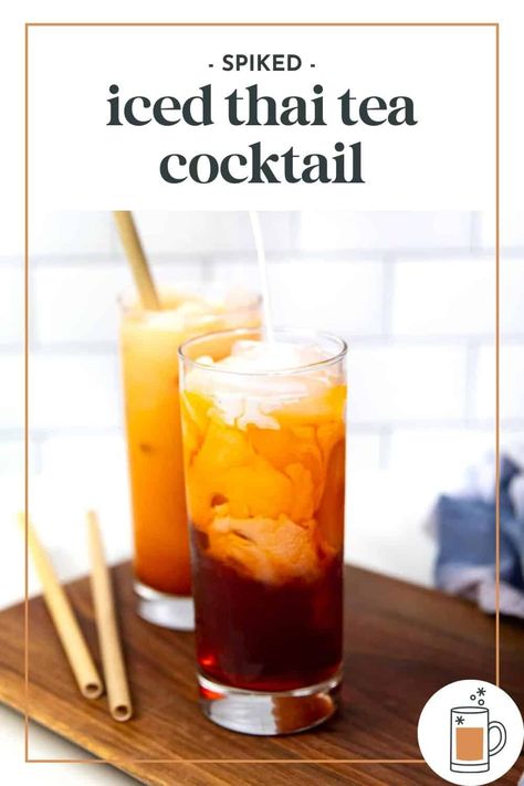 Cool off with an ice-cold Thai Iced Tea cocktail. With a hint of vanilla and a spot of rum or vodka, this sweet, silky beverage is a refreshing indulgence reminiscent of my favorite Thai restaurant treat. (via feastandwest.com) Cold Tea Recipes, Thai Party, Frozen Drinks Alcohol, Tea Cocktail Recipes, Thai Iced Tea, Homemade Irish Cream, Vodka Ice, Iced Tea Cocktails, Adult Beverages Recipes