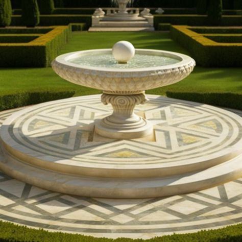 Inspiration for incorporating marble sculptures and fountains in to your luxury English garden! Marble Fountain, Modern Marble, Garden Entrance, English Manor, Luxury Garden, Contemporary Garden, Romantic Garden, Marble Sculpture, Water Feature