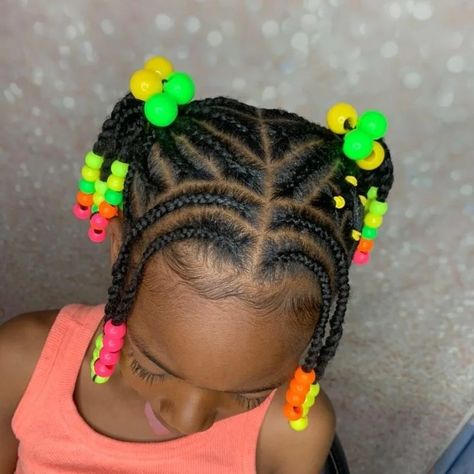 Kids Braids With Beads, 2 Ponytails, Braids And Beads, Black Baby Hairstyles, Baby Girl Hairstyles Curly, Toddler Braided Hairstyles, Cute Toddler Hairstyles, Girly Hairstyles, Lil Girl Hairstyles