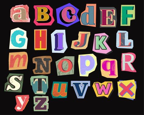 Ransom Letters Png, Collage Letters Png, Ransom Letters, Collage Letters, Chalk Fonts, Making Wall Art, Alphabet Design Projects, Letter Collage, Style Letters