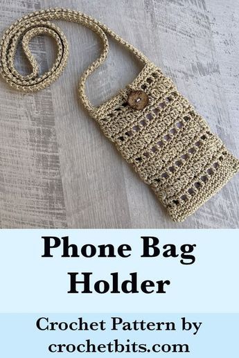 Scratching your hands for making a one-of-a-kind phone bag? Then this tutorial might be just for you. This crochet phone bag is big enough to keep any model of the phone inside, has a button to protect it from falling over the top, and has a long over-the-shoulder strap. Make it and you will never want to wear your phone in the pockets again. #crochetphonebag, #crochetphonecase, #crochetbag, #crochetbags, #crochetbagpattern, #crochetbagtutorial, #crochet, #crochetpattern, #crochettutorial Crochet Phone Carrier, Crochet Travel Accessories, Random Crochet, Phone Bag Crochet, Crochet Phone Cover, Phone Bag Pattern, Crochet Queen, Smartphone Bag, Diy Baskets