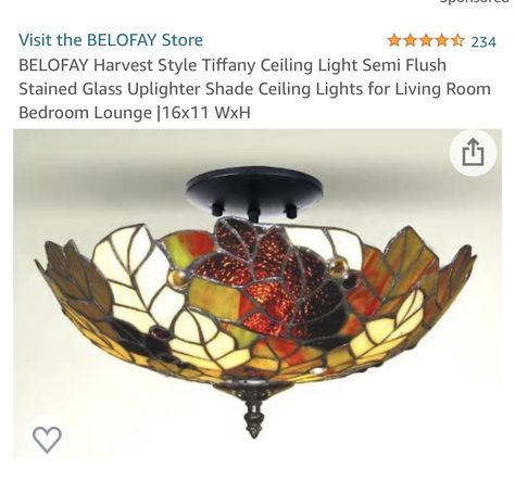 BELOFAY Harvest Style Tiffany Ceiling Light Semi Flush Stained Glass Uplighter Shade Ceiling Ligh... Ceiling Lights For Living Room, Tiffany Ceiling Lights, School House Lighting, Track Lighting Fixtures, Home Lighting Design, Dome Pendant Lighting, Island Pendant Lights, Tiffany Glass, Glass Ceiling Lights