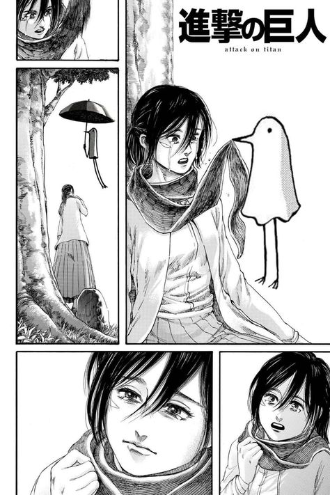 this cute but still sad :( Mikasa Scarf, Attack On Titan Tattoo, Dekorasi Halloween, Titan Manga, Eren X Mikasa, Anime Printables, Titans Anime, Attack On Titan Season, Eren And Mikasa