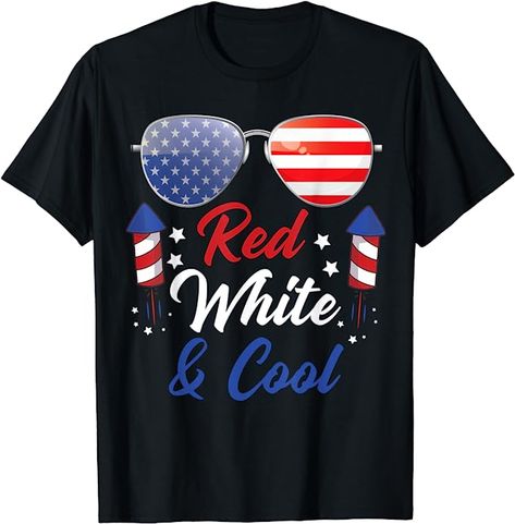 Fourth of July 4th July Kids Red White and Blue Patriotic T-Shirt 4th Of July Events, Kids 4th Of July, July Events, Patriotic Stars, 4th Of July Outfits, Girl With Sunglasses, Cool Sunglasses, Kids Sunglasses, Fourth Of July