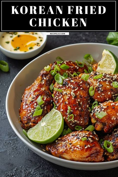 I've mastered the art of Korean fried chicken, and it's a total game changer! Crispy, flavorful, and perfectly glazed, this dish is a must-try. I love serving it with a sprinkle of sesame seeds and fresh green onions for an extra burst of flavor. Trust me, this will become your new favorite recipe for any occasion! Korean Chicken Recipe, Yangnyeom Chicken, Korean Fried Chicken Recipe, New Recipes To Try, Fried Chicken Restaurant, Korean Chicken, Buttermilk Chicken, Pickled Radishes, Korean Recipes