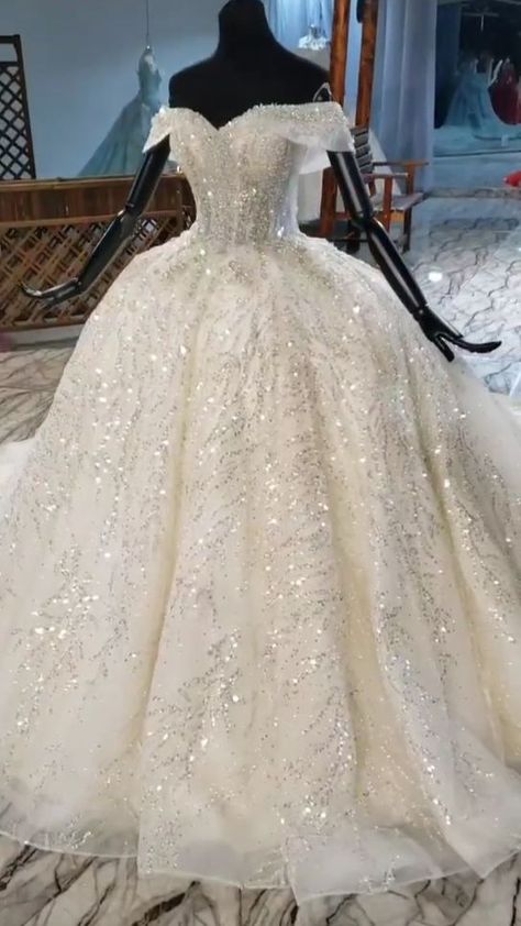 Ostty Wedding Dress | Sparkly wedding dress, Dream wedding ideas dresses, Fancy wedding dresses Queen Wedding Dress, Dresses Quince, Sparkly Wedding Dress, Sparkle Wedding Dress, Pretty Wedding Dresses, Fancy Wedding Dresses, Fancy Wedding, Cute Wedding Dress, Dream Wedding Ideas Dresses