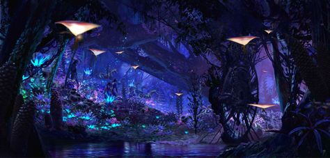 From Avatar - Pandora at night - glowing nature, everything feels alive Avatar Land, Avatar Theme, Disney Reveal, Disney Animal Kingdom, Disney Imagineering, Pandora Avatar, Avatar Movie, Disney Animals, Avatar World