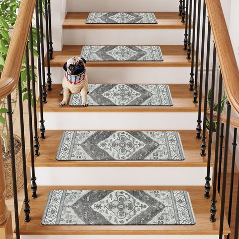 PRICES MAY VARY. Super Non-Slip Rubber Stair Treads: OJIA set of 7 anti-slip stair treads with rubber backing can be firmly attached to the ground, transforming any slippery staircase into a slip-free surface, protecting the safety of you, your kids, your pets, and the elderly when going up and down stairs. Please note: Not carpet, more feels like neoprene. Perfect Stair Mats for Dogs: Our stair runners withstand cat claws and let elderly dogs easily go up and down steps. Measures 8x30 inches, t Wooden Steps Indoor, Stair Treads Non Slip, Steps Indoor, Rubber Stair Treads, Carpet Treads, Step Treads, Elderly Dogs, Stair Mats, Wooden Steps