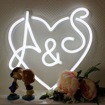 personalised couples led neon sign by love inc | notonthehighstreet.com A And S Alphabet Love, Nagpur Snap, A Letter Wallpaper, Unique Wall Lights, Alphabet Tattoo Designs, S Letter Images, Neon Led Sign, Couple Name, Stylish Alphabets