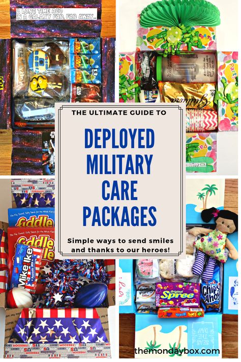 Deployment Box Ideas, Care Package Themes, Navy Care Package, Military Care Package Ideas, Army Care Package, Care Package Decorating, Military Care Packages, Soldier Care Packages, Deployment Care Package Ideas