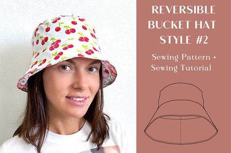 You can make your own bucket hat! This is pattern with instructions on how to sew a bucket hat style 2. It's simple to follow and only requires basic sewing skills. Even a beginner can make it. It's ... Sew A Bucket Hat, Pinafore Apron Pattern, Sewing Pattern Storage, Baby Hat Sizes, Bucket Hat Style, Printable Sewing Patterns, Basic Sewing, Hat Patterns To Sew, Reversible Bucket Hat