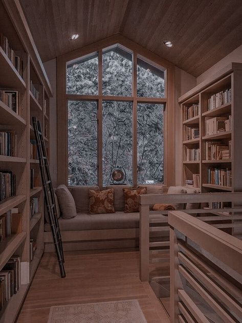 Pin by Erica Belle on Library rooms in 2022 | Luxury homes dream houses, Dream house decor, Dream house interior Library Room Ideas Aesthetic, Aesthetic Home Library Cozy, Houses With Bay Windows, Cool Libraries In Houses, Rooms You Need In Your House, Manga Library Room, Pretty Home Library, Ashleighcore Aesthetic, In House Library Ideas