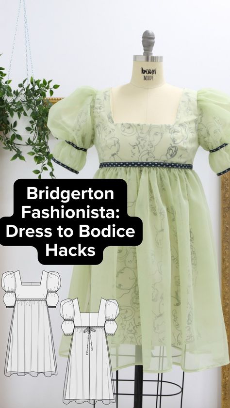 Embrace the Bridgerton craze. Learn to transform a full gown into a versatile bodice perfect for any occasion.

Bridgerton fashion, bodice hack, regency gown, period drama, high-tea fashion, Bridgerton style, dress transformation, stylish bodice, gown to glam, regency chic, versatile bodice, historical fashion, occasion wear, regencycore, regency era Diy Regency Dress, Diy Bridgerton Dress, Unique Sewing Patterns, Full Gown, Beginner Sewing Patterns, Regency Era Fashion, Pattern Hack, Regency Dress, Free Dresses