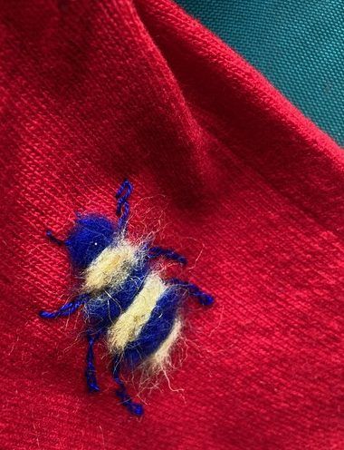 Needle Felting Mending, Needle Felting Sweater, Covering Holes In Clothes, Needle Felted Clothes, Needle Felting On Clothes, Needle Felted Moth, Sweater Repair, Shirt Upcycle, T Shirt Upcycle