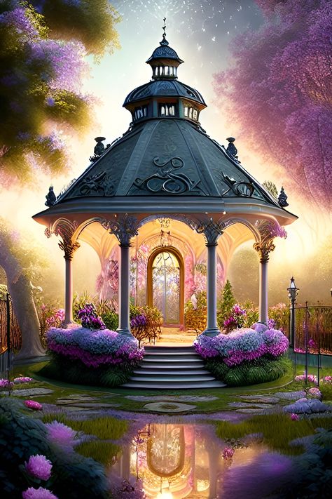 Fantasy Pavilion, Fantasy Garden Background, Fairy Palace Aesthetic, Summer Palace Fantasy Art, Fantasy Castle Garden Aesthetic, Fantasy Gazebo Art, Fantasy Gazebo, Beautiful Profile Pictures, Picture Illustration