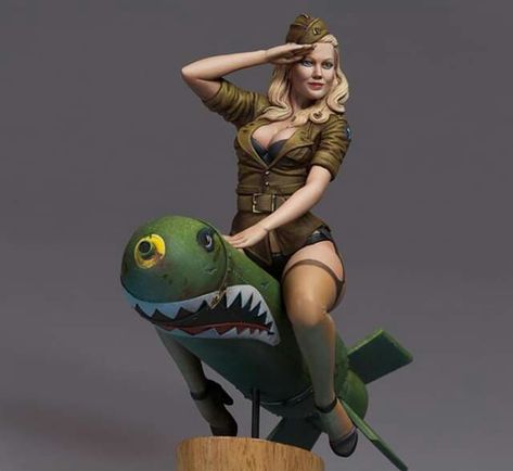 Firework Stands, Pin Up Girl Vintage, Toy Sculpture, Rocket Girl, Crystal Dragon, Army Girl, Fantasy Miniatures, Canberra, Arm Sleeve