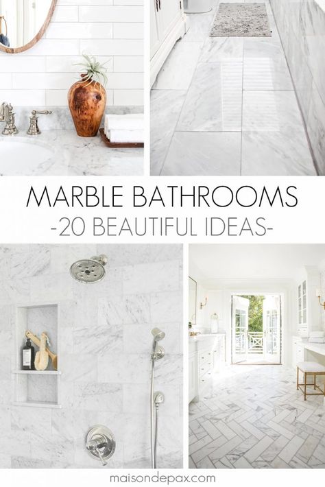 Marble Bathroom Ideas, Carrara Bathroom, White Marble Shower, Grey Marble Bathroom, Carrara Marble Bathroom, Bathroom Design Plans, Marble Shower Tile, Calcutta Gold, Marble Bathroom Designs