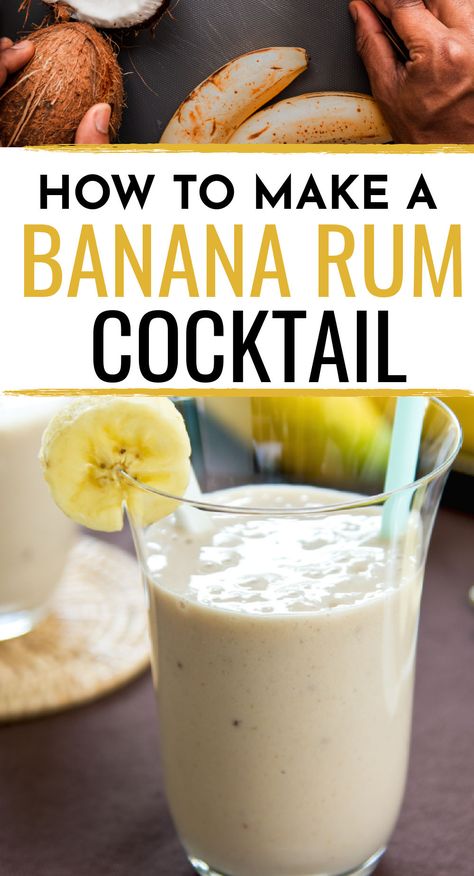 Drinks With Banana Rum, Drinks With Rum Easy, Rum Drinks Easy Cocktails, Banana Rum Drinks, Tropical Recipes, Banana Cocktails, Coconut Rum Drinks, Pool Cocktails, Rum Drinks Recipes