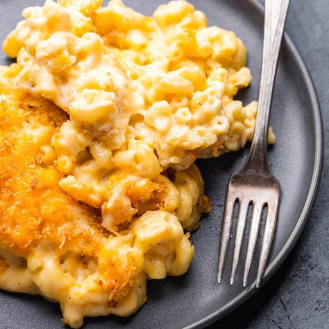 A creamy mixture of Fontina, Parmigiano Reggiano, and cheddar cheeses are combined with elbow macaroni, topped with a smoked paprika panko mixture and baked until bubbly. Create Tv Recipes, Creamy Baked Macaroni And Cheese, Mushroom Pasta Bake, Sip And Feast, Casserole Side Dishes, Baked Rigatoni, Baked Macaroni And Cheese, Stovetop Mac And Cheese, Creamy Mushroom Pasta