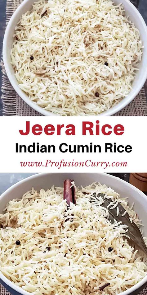 Elevate your rice game with our Jeera Rice recipe! Fragrant and flavorful, this dish is the perfect accompaniment to your favorite Indian curries or can be enjoyed on its own. Follow our pro tips for perfectly fluffy Indian Cumin Rice every time. Indian Rice In Rice Cooker, Cumin Rice Indian, Biryani Rice Recipe, Jeera Rice Recipe, Cumin Rice, Indian Beef Recipes, Indian Soup, Biryani Rice, Vegan Indian Recipes