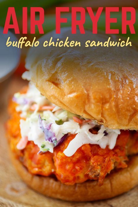 Buffalo Chicken Sandwich Air Fryer, Buffalo Turkey Burgers, Ranch Coleslaw, Ranch Slaw, Air Fryer Buffalo Chicken, Buffalo Chicken Sandwich, Buffalo Chicken Burgers, Spicy Sandwich, Buffalo Burgers