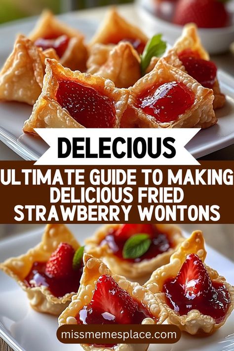 Get ready to impress your guests with the ultimate guide to making delicious fried strawberry wontons! This comprehensive recipe walks you through every step, from selecting the best strawberries to achieving that perfect crispy texture. Enjoy the combination of sweet, juicy filling and crunchy exterior that makes these treats so irresistible. Ideal for dessert lovers and culinary adventurers alike, these wontons are bound to be a hit at any gathering! Strawberry Wontons, Wonton Recipes, Wonton Wrappers, Strawberry Filling, Wontons, Dessert Options, Fresh Mint Leaves, Quick Weeknight Meals, Dessert Lover