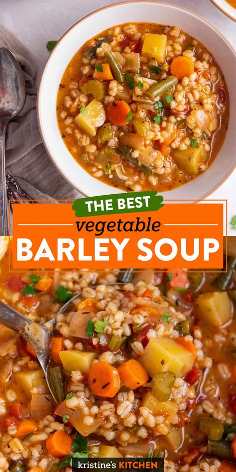 Veg Soup Recipes, Barley Soup Recipe, Vegetable Barley Soup, Veg Soup, Beef Barley Soup, Homemade Soup Recipe, Barley Soup, Vegetable Soup Recipes, Veggie Soup