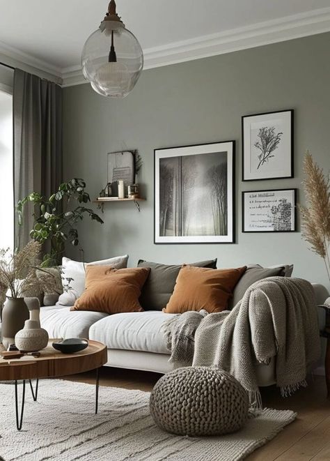 35 Cozy Scandinavian Living Room Ideas to Transform Your Space 70 Living Room Inspo Scandinavian, Green Scandinavian Interior, Minimalist Cosy Home, Grey Scandinavian Living Room, Living Room Greenery, Simple Scandinavian Living Room, Hygge Design Interiors, Cozy Sofa Living Room, Japandi Apartment Living Room