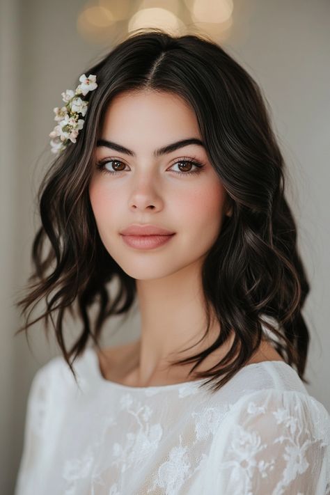 These 51 bridal hairstyles feature flower crowns, clips, and combs that perfectly complement any bridal look. Whether you’re planning a boho-chic wedding or a formal ceremony, these floral accessories will steal the show. Find styles for all hair lengths and textures. See them all now! #bridalinspiration #flowerhair #bridestyle Bridal Hairstyles With Flowers, Hairstyles With Flowers, Braided Chignon, Boho Wedding Hair, Floral Halo, Boho Chic Wedding, Wedding Hair Down, Bridal Hairstyles, Dress Cake