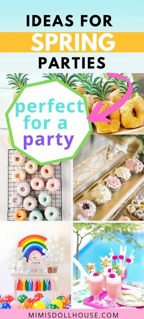 Looking for a theme for a spring party?    With the weather warming up and the flowers starting to bloom, springtime parties are all a buzz!  Planning a picture perfect party in the spring is simple with the right spring party themes!  From pastel goodness to the ultimate garden party, spring is in the air! #spring #springparty #gardenparty #fruitparty #babyshower #rainbow #fiesta #springbabyshower Spring Party Themes, Spring Festival Ideas, Spring Event Ideas, Potluck Themes, Spring Fling Party, Spring Theme Party, Party Themes Ideas, Spring Break Party, Spring Birthday Party