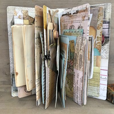 Journaling Tuck Spots and Pockets Travel Journal Ideas, Altered Book Journal, Diy Travel Journal, Smash Journal, Altered Book Art, Glue Book, Fabric Journals, Mini Journal, Vintage Junk Journal