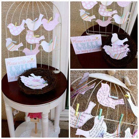 Birdie Baby Shower #bird #babyshower Bird Gender Reveal Party, Bird Party Theme Decoration, Bird Bridal Shower Theme, Love Bird Bridal Shower Theme, Baby Bird Baby Shower Ideas, Birds Party Theme, Bird Themed Baby Shower Ideas, Bird Theme Baby Shower Ideas, Bird Baby Shower Theme