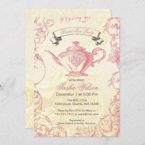 Pink Ivory Roses Vintage Bridal Tea Party Invitation #zazzle #weddinginvitations #birthdayinvitations #babyshowerinvitations #zazzleinvitations #monogram #businesscards #graduation #homedecor High Tea Bridal Shower Invitations, Tea Party Wedding Shower, Bridal Tea Party Invitations, Bridal Tea Invitations, Tea Bridal Shower, Beach Bridal Shower Invitations, Tea Bridal Shower Invitations, Pink Tea Party, Fiesta Bridal Shower Invitations