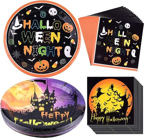 KUUQA Halloween Party Supplies Included 48 Pcs 9 Inch Paper Plates 48 Pcs Luncheon Napkins for Halloween Party Decorations Halloween Party Plates, Halloween Paper Plates, Pumpkin And Ghost, Perfect Halloween Party, Halloween Plates, Halloween Napkins, Halloween Party Decorations, Halloween Supplies, Special Halloween