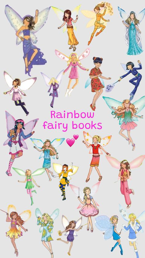 2000s Rainbow Magic Fairies Costume, Rainbow Fairies Books, Table Doodle, Rainbow Fairy Books, Girly Nostalgia, Rainbow Magic Fairies, Books Characters, Cartoon Inspiration, Rainbow Fairy