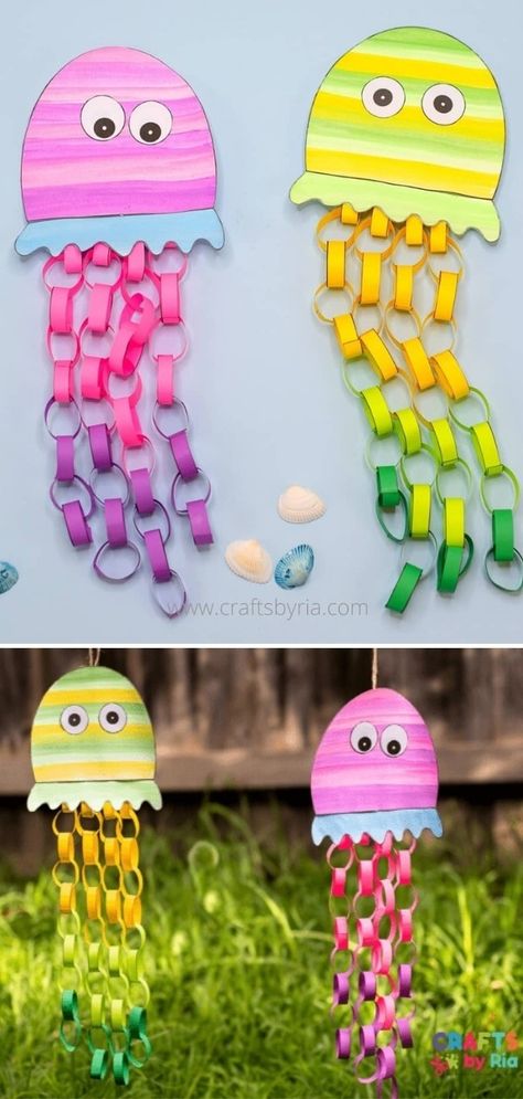 Easy School Crafts, Ocean Diy Crafts, Easy Crafts To Do With Kids, Seaside Crafts For Kids, Crafts For Babysitting, Kid Summer Crafts, Little Kid Crafts, Easy At Home Crafts For Kids, Kindergarten Summer Crafts